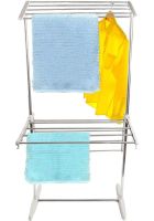 Дворівнева розкладна сушарка для білизни Mobile Folding Racks підлогова вертикальна складна вішалка, стійка сушка для одягу До 40 кг сіра