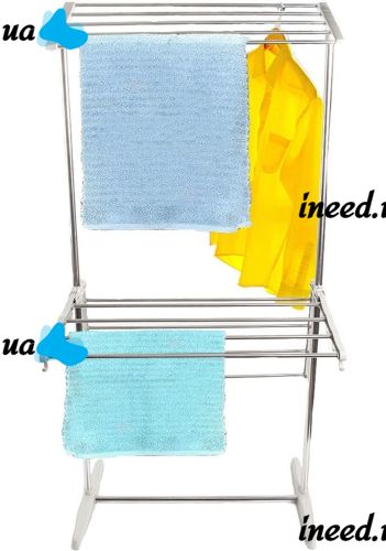 Дворівнева розкладна сушарка для білизни Mobile Folding Racks підлогова вертикальна складна вішалка, стійка сушка для одягу До 40 кг сіра