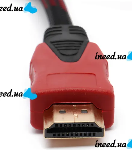 Посилений кабель Hdmi to Hdmi 20м 1080p в обмотці, кабель-подовжувач HDMI-HDMI 20m 20 m, 20 м для монітора і телевізора в обплетенні Чорно Червоний