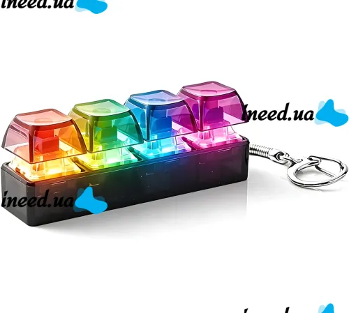 Брелок антистресс кейкап Switch Keychain SK-04 игрушка кликер с 4 механическими клавишами, карабином для ключей и RGB подсветкой Черная Jedel