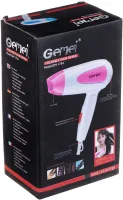 Складаний дорожній фен GEMEI GM-1756 Pink портативний для укладання і сушіння волосся зі збірною ручкою, насадкою і терморегулятором 1200W Рожевий