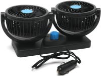 Автомобильный вентилятор салона Mitchell HX-T303 12V 4" охлаждающий двойной мини-вентилятор с регулятором скорости от прикуривателя в машину Черный