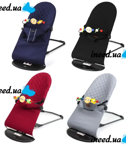 Love Baby M00042-1 Baby Rocking Chair—a cradle with adjustable recline, safety bar, and toy for newborns up to 13 kg, by BabyBjörn, Black