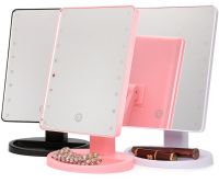 Косметическое сенсорное зеркало для макияжа Magic MakeUp Mirror вращается на 180 настольное зеркало на подставке с подсветкой 22 LED USB Розовое