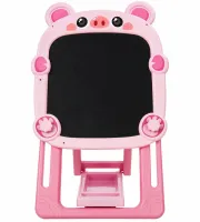 Детский двухсторонний мольберт Happy BLB-Toys FBP1 набор для рисования маркером мелом, магнитная доска с табуретом для творчества от 3-х лет Розовая