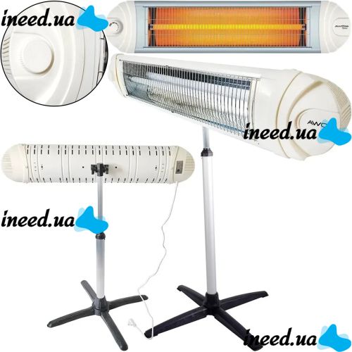 Awox Ecotec 2500W Infrared Electric Heater Quartz Floor Electric Heater, Wall Mounted UFO with Telescopic Leg for Home