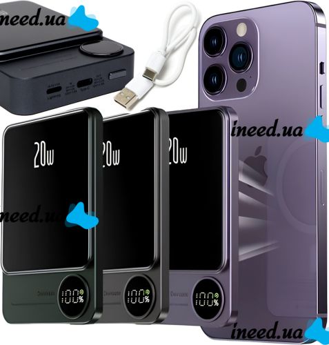 Wireless Magnetic Power Bank Power Bank Q9 20W MagSafe 10000 mAh External Battery USB Type-C Lightning Charger for IOS Android