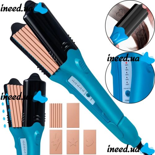 Curling iron straightener 3D Hair Printing Iron XL-619 for straightening hair with nozzles with a pattern, Forceps 5 plates with ceramic coating and glove