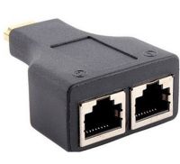 Одноканальний пасивний подвійний перехідник Подовжувач HDMI сигналу-2xRJ45 адаптер Voltronic по UTP кабелю по двом крученим парам до 30м 1080p Чорний