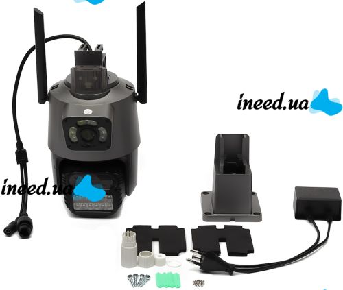 Color Outdoor IP Surveillance Camera with Dual Camera P11 WiFi Video Camera with Night Shooting, Motion Sensor and Microphone 3MP SD RJ45
