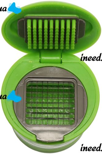 Ручний прес подрібнювач часнику Garlic Chopper кухонна чеснокодавка для дрібних продуктів, часничниця зі знімним контейнером і насадками Зелена