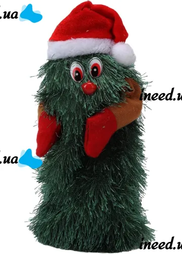 Dancing Xmas Tree ET02 interactive Christmas tree 17x10 cm rotating musical Christmas tree with hat on batteries