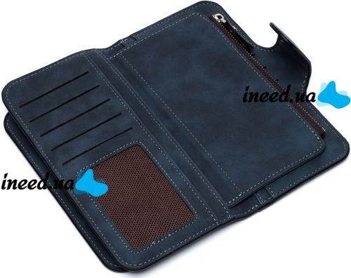 Жіночий замшевий гаманець Baellerry Forever N2345 Dark Blue жіноче портмоне, клатч на 10 відділень для зберігання купюр і дрібниці 19х10. 5 см Темно сині