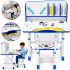 Bambi JU-5129 Convertible Children's Desk and Chair Set—Height-Adjustable Desk and Chair with Shelves and Backpack Holder, 26X-156, Blue