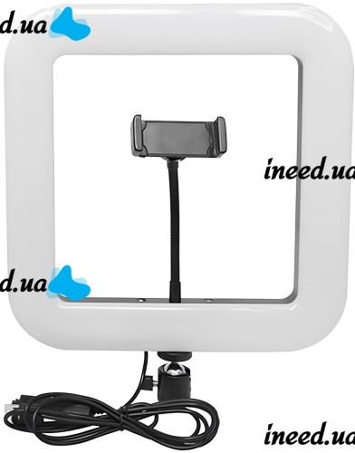Квадратна кільцева селфи лампа Square Light D35 28 см підлогова світлодіодна LED лампа з тримачем для телефону для фото і відеозйомки USB