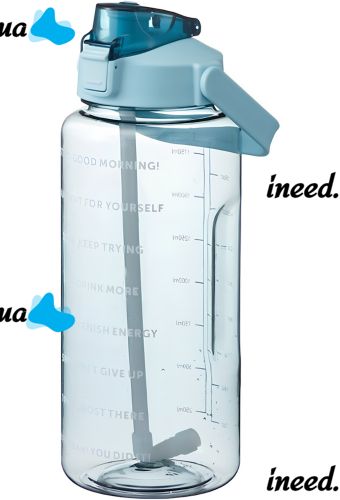 Sports Bottle with Water Drinker Water Bottle Large Gym 2L Portable Airtight Bottle with Timer, Straw and Handle for Sports