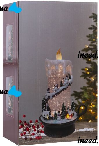 Christmas Musical Lamp XMAS WDL 21020B Decorative Candle with Snowmen, table Night Light with LED backlight on USB Batteries