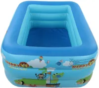 Детский надувной бассейн для купания Bestway JH-TZ13003 120x90 см прямоугольный игровой бассейн с мягким дном и сливом для малышей от 1 года VEN-1450