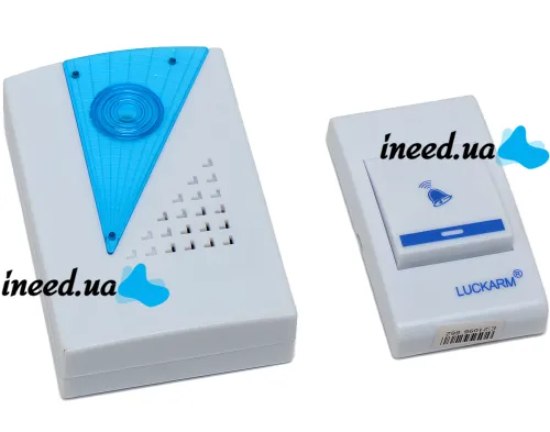 Дверний дзвінок Luckarm Intelligent D006 від розетки 220V бездротова кнопка передавач сигналу і приймач від мережі на 38 мелодій для вхідних дверей до 100 м