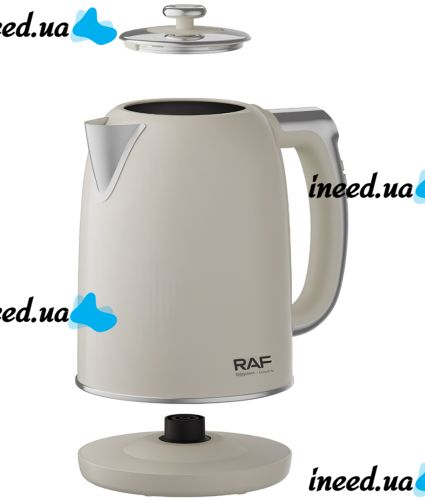 Electric kettle RAF R.7306W for 2 liters tabletop disk electric kettle RAF 2000W with temperature support and automatic unplugging White