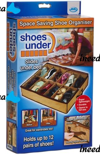  Shoes Under Shoe Storage Organizer for 12 Pairs Shoe Drawer Shoesander Case with Compartments in the Closet for Protection from Dust and dirt Brown