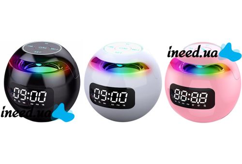 Бездротова Bluetooth колонка з годинником Kimiso KMS-K12 3W акумуляторний портативний міні динамік з будильником і RGB LED підсвічуванням microUSB