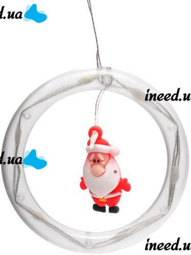 Внутренняя цветная гирлянда штора Xmas Фигурки в кольце 3 м 110 LED диодов M, светодиодная мультицветная RGB гирлянда-занавес на окно 3мх70см 220V