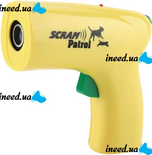 Ультразвуковий ручний відлякувач собак з лазером Scram Patrol 0027 Dog Reppeler для відлякування і дресирування тварин на батарейках Жовтий