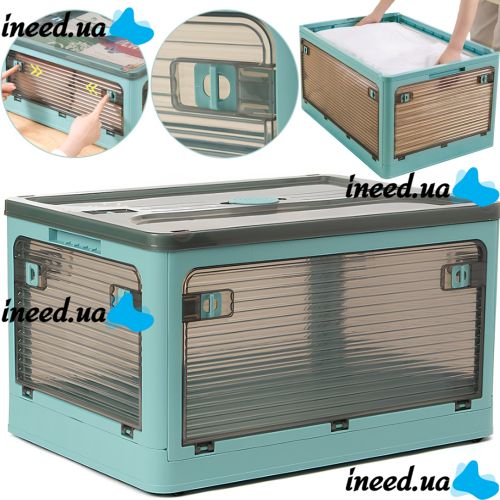 Складаний прозорий органайзер Joybos Foldable Storage Box 43х31х24 см розкладний пластиковий ящик на коліщатках для зберігання речей, одягу та постільної білизни