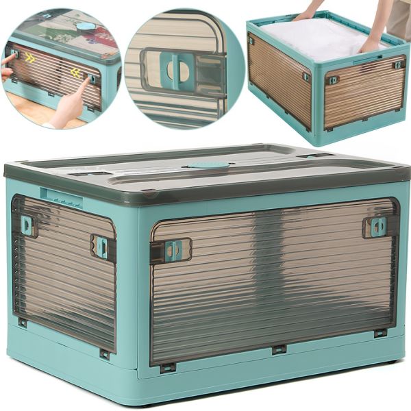 Складной прозрачный органайзер Joybos Foldable Storage Box 43х31х24 см раскладной пластиковый ящик на колесиках для хранения вещей, одежды и постельного