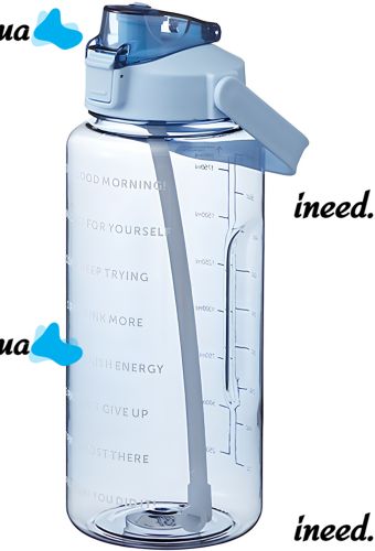 Sports Bottle with Water Drinker Water Bottle Large Gym 2L Portable Airtight Bottle with Timer, Straw and Handle for Sports