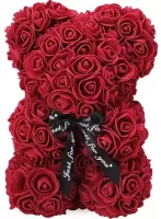 Маленький мишка из искусственных 3D роз Teddy Bear de Luxe 25 см Burgundy, бордовый медведь Тедди