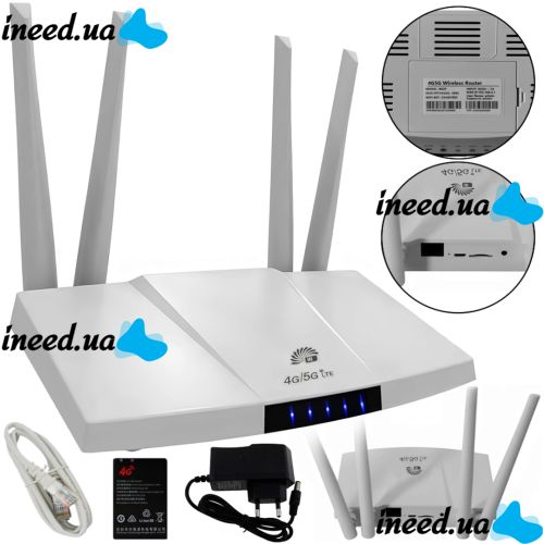 Dual Function B828 4G/5G 300Mbps Dual Function B828 4G/5G Wireless LTE Router with SIM Card Slot, Rechargeable Wi-Fi Router up to 300Mb/s 4 External Antennas