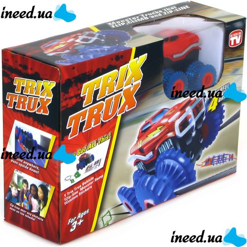 Набір канатний автотрек Trix Trux as - 331 дитячий комплект мотузкова дорога з трасою, натяжним тросом і трюк машинкою на батарейках Монстр Трек