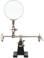 Magnifying Desktop Magnifier Third Hand EL-16126 Adjustable Glass 60 mm with Two clips, Repair station Holder for Soldering and Modeling