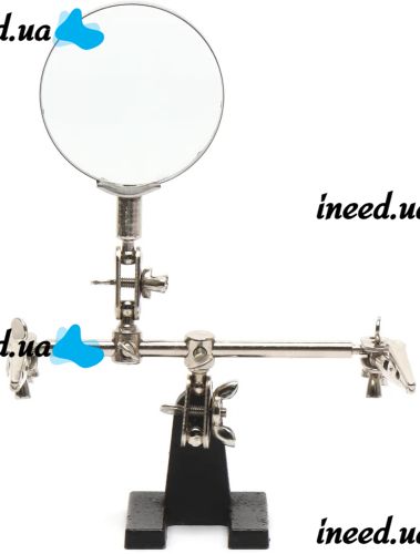 Magnifying Desktop Magnifier Third Hand EL-16126 Adjustable Glass 60 mm with Two clips, Repair station Holder for Soldering and Modeling