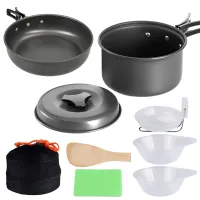 Туристический кухонный набор посуды Cooking Set SY-200 2 в 1 комплект сковородка, кастрюля и кухонные принадлежности в чехле для кемпинга DS-200