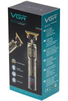 Акумуляторна машинка для стрижки волосся VGR V-073 бездротовий чоловічий окантовочний USB тример для бороди та вусів зі змінними насадками та дисплеєм