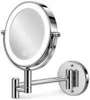 Frap F6108 20 cm Cosmetic Wall Mirror for Makeup and Shaving, Swivel Mirror with LED Lighting and 3× Magnification Wall Makeup Mirror M1002