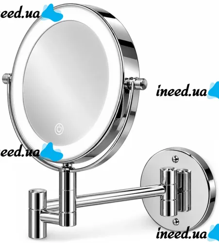 Frap F6108 20 cm Cosmetic Wall Mirror for Makeup and Shaving, Swivel Mirror with LED Lighting and 3× Magnification Wall Makeup Mirror M1002