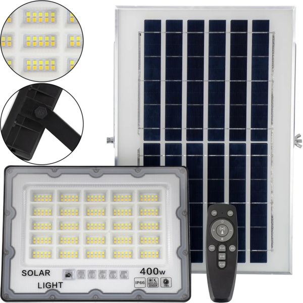 Уличный настенный светильник прожектор Solar Wall Lamp JX-007 400W на солнечной батарее с пультом, Фонарь с датчиком движения и солнечной панелью