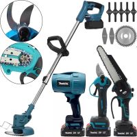Набір електроінструментів Makita 24V 4в1 акумуляторний секатор DUP365, пила DUC155Z і газонокосарка UR100DZ, повітродувка DAS180Z з 2 акумуляторами