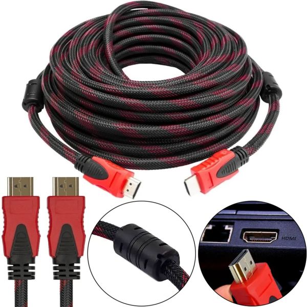 Усиленный кабель Hdmi to Hdmi 25м 1080p в обмотке Кабель-удлинитель HDMI-HDMI 25m 25 m, 25 м для монитора и телевизора в оплетке Черно Красный