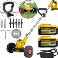 Акумуляторна газонокосарка тример DeWalt DCMST156N 48v з колесами для покосу трави і кущів, Бездротова коса Деволт для стрижки газону