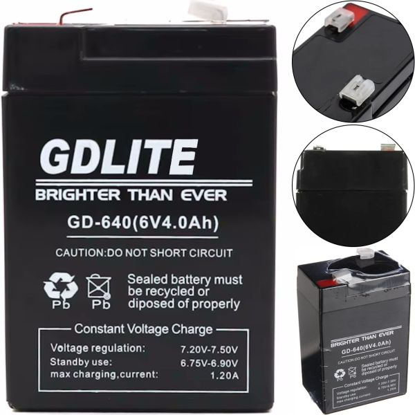 Универсальный свинцово-кислотый аккумулятор GDLITE GD-640 6V 4Ah для весов и фонарей, Аккумуляторная батарея GDLiting 6В 4Ач для бесперебойника