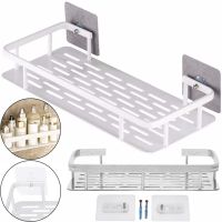 Wall Mounted Straight Bathroom Shelf Storage Rack AND144 for Accessories, Hanging Organizer 30x13x5.5cm Bathroom Wall Holder White