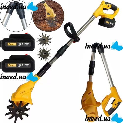 Cordless hand cultivator Dewalt DWOAS3CL for loosening and weeding vegetable garden Cordless electric cultivator Dewalt with 2 batteries for the garden