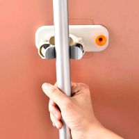 Wall-mounted Non-slip Organizer Holder for Mops and Brushes Qstexpress Mopholder, Adjustable Self-adhesive Mop Holder mop holder