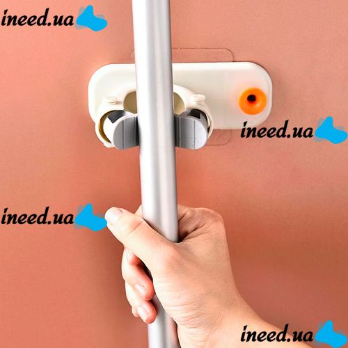 Wall-mounted Non-slip Organizer Holder for Mops and Brushes Qstexpress Mopholder, Adjustable Self-adhesive Mop Holder mop holder