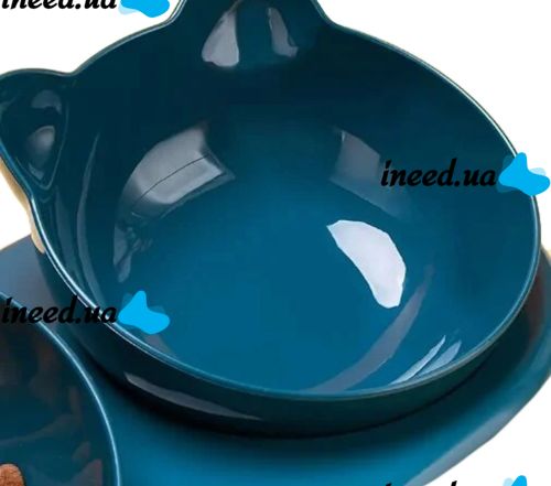 Потрійна годівниця для води з кормом Cat Bowl with Water Dispenser з автоматичною поїлкою 500мл для собак і кішок, поїлка з двома мисками для корму